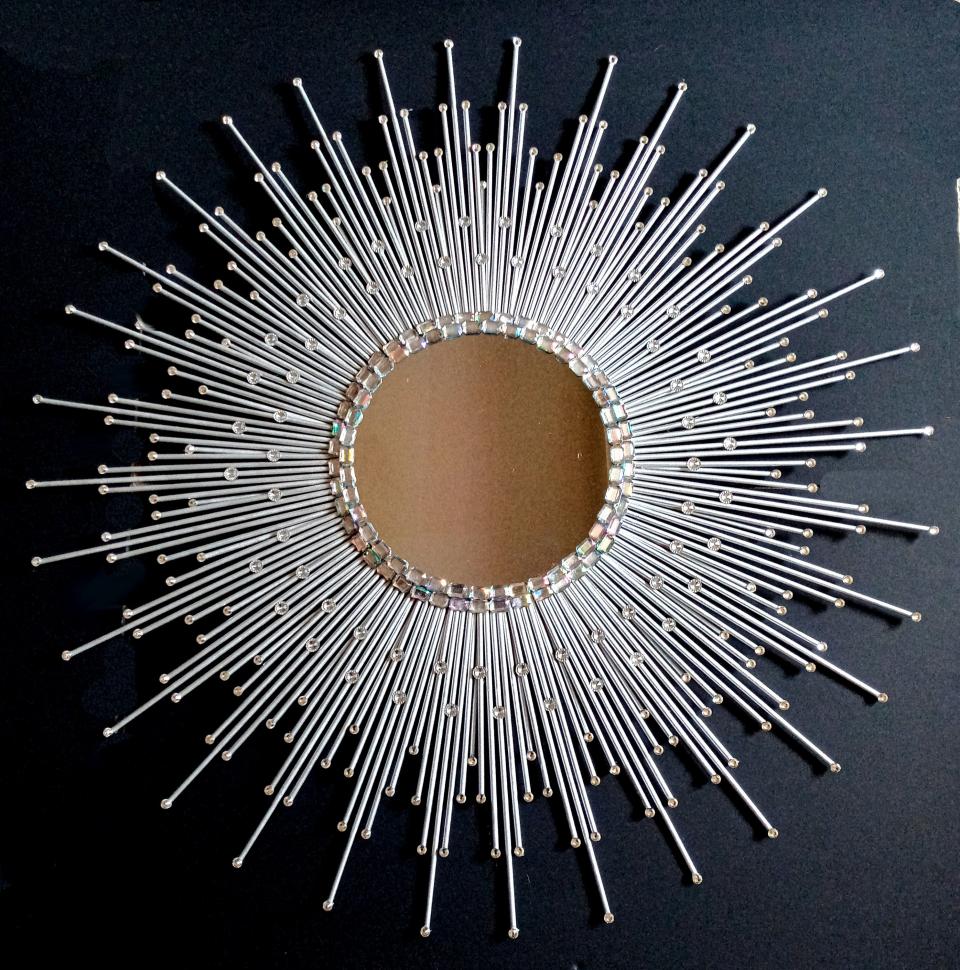 Beautiful Handmade Silver 30" Glam Crystals Sunburst Mirror, Starburst mirror, Wall Mirror, Sun Mirror