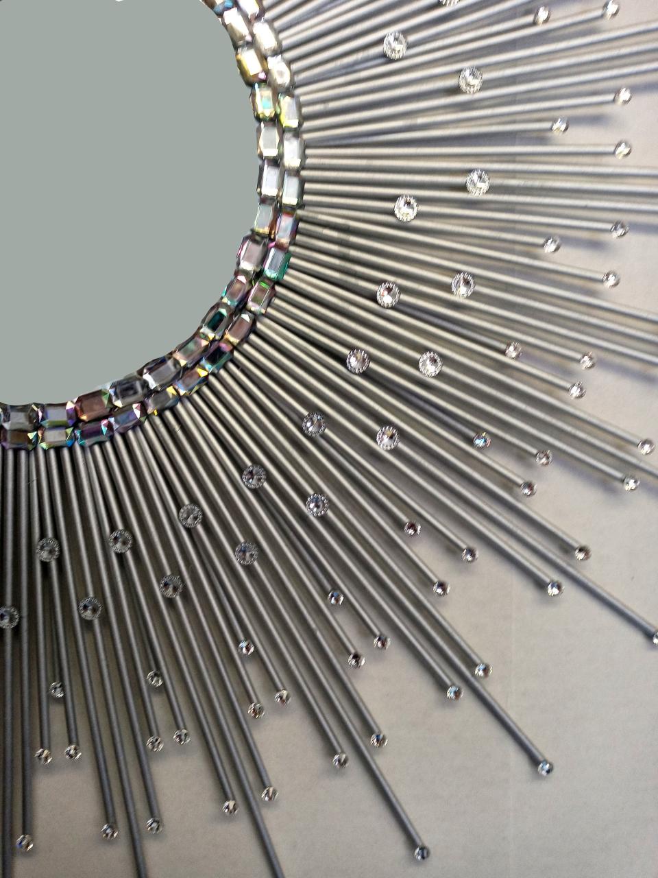 Beautiful Handmade Silver 30" Glam Crystals Sunburst Mirror, Starburst mirror, Wall Mirror, Sun Mirror