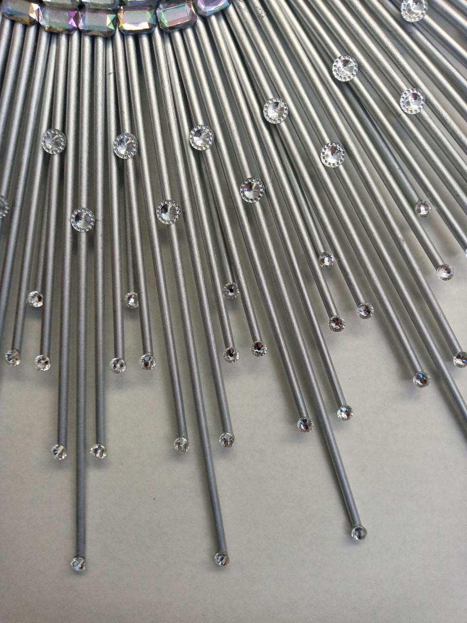 Beautiful Handmade Silver 30" Glam Crystals Sunburst Mirror, Starburst mirror, Wall Mirror, Sun Mirror