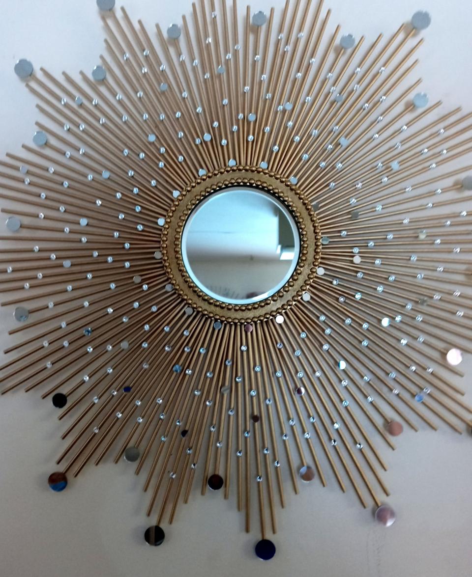 Beautiful Handmade Gold 30" Glam Sunburst Mirror, Starburst mirror, Wall Mirror, Sun Mirror